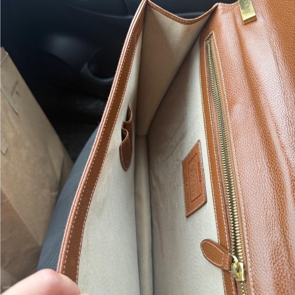 Rare Vintage Coach Madison Drake Briefcase British Tan Italian Leather 4420 - Picture 4 of 15
